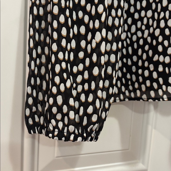 J. Crew Factory Smocked-Neck Long Sleeve Top in Oncilla Cat Print Size L - Picture 6 of 14